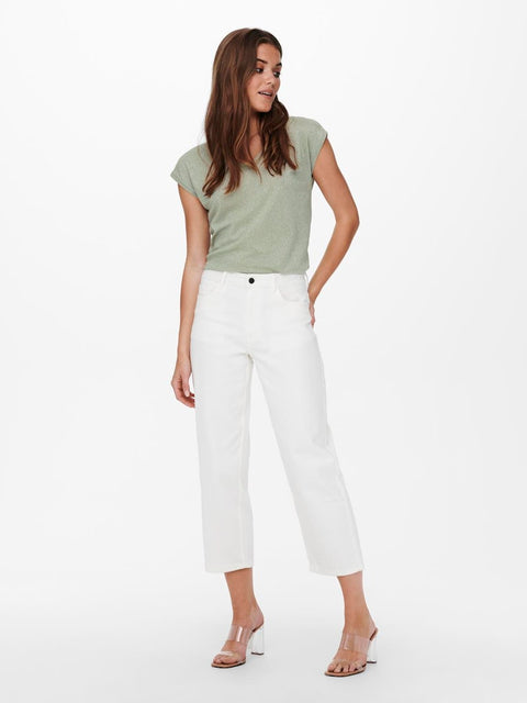 Only - 15136069 ONLSILVERY S/S V NECK - Desert Sage