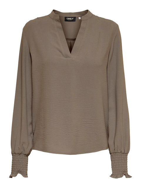 Only NOOS - 15284309 ONLMETTE V-NECK LS SM - Brown Lentil / blousje
