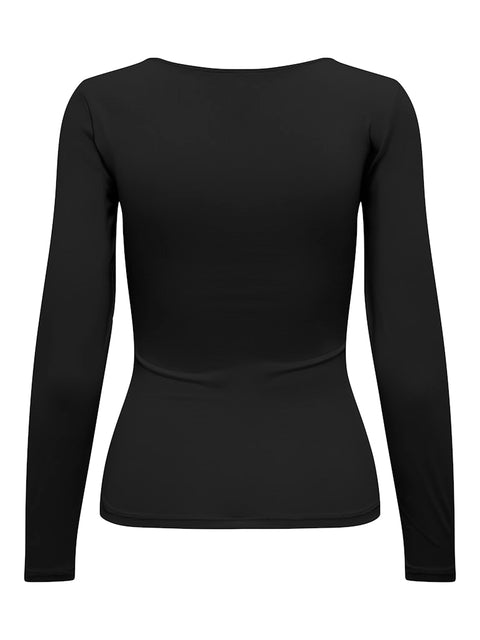 Only NOOS - 15302647 ONLEA L/S DEEP NECK T - Black / top