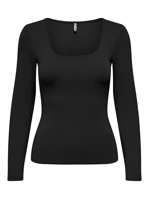 Only NOOS - 15302647 ONLEA L/S DEEP NECK T - Black / top