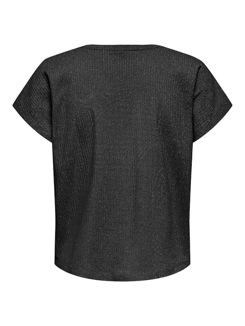 Only - 15339794 ONLASIA S/S V-NECK TO - Black/Black glit