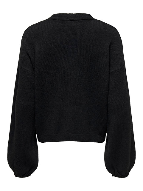 Only - 15343634 ONLDONNA LS V-NECK PU - Black