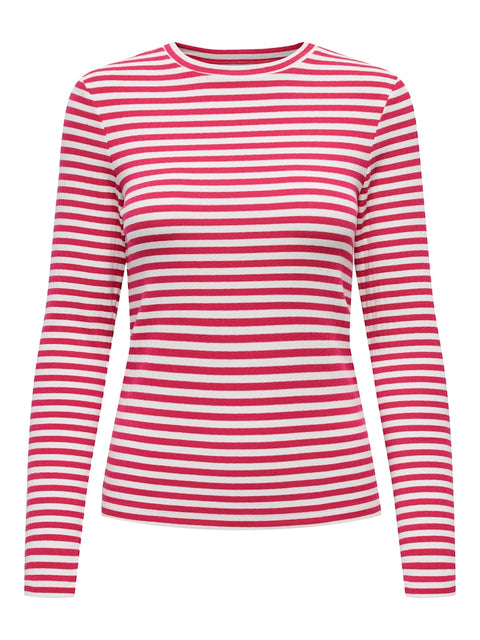 Only - 15342088 ONLAIDA L/S STRIPED T - Salsa/WHITE