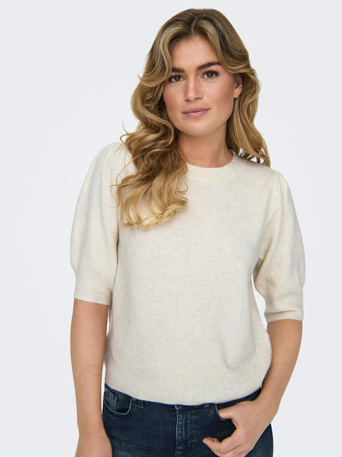 Only NOOS - 15318551 ONLRICA LIFE 2/4 PULL - Birch/W. Melange / top