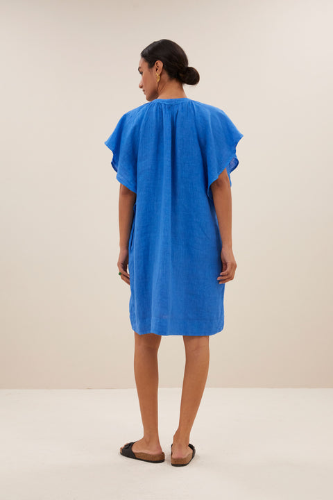By Bar - Vina linen dress 25117007 - 675 Queens blue