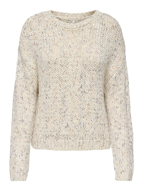 Only - 15371370 ONLWINTER LS SEQUINS - Egret/Multi Colo