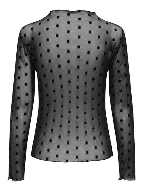 Only - 15358989 ONLJULIET L/S MOCKNEC - Black/Letti dot