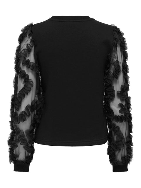 Only - 15371234 ONLLAVIN L/S O-NECK M - Black/Black mesh