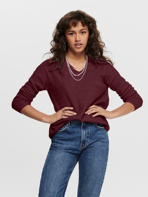 Only - 15204588 ONLCAMILLA V-NECK L/S - Port Royale/MELA