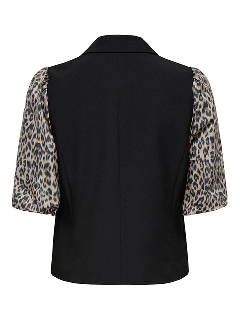 Only - 15363405 ONLMELLIE LIFE S/S MI - Black/LEO SLEEVS