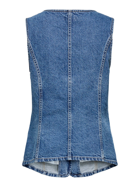 Only NOOS - 15354753 ONLGIULINA S/L BUTTON - Medium Blue Deni / top