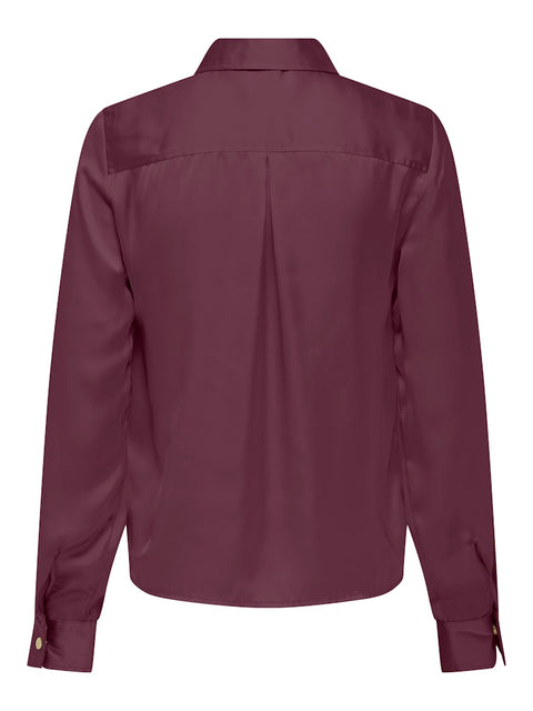 Only - 15356386 ONLZORA LS SATIN SHIR - Mauve Wine