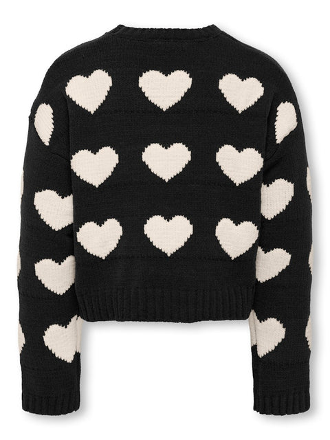 Kids Only - 15363155 KOGSUS L/S O-NECK Black/Heart/Egre