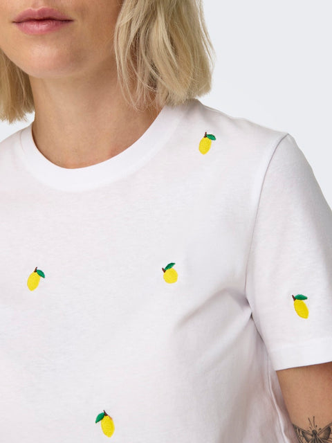 Only NOOS - 15288473 ONLKETTY LIFE S/S O-N - Bright White/Lem  / top