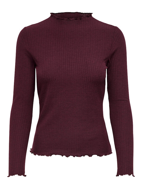 Only NOOS - 15180040 ONLEMMA L/S HIGH NECK - Madder Brown / top