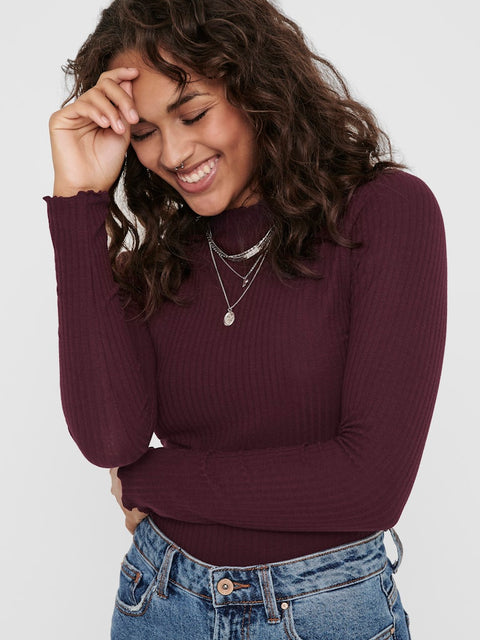 Only NOOS - 15180040 ONLEMMA L/S HIGH NECK - Madder Brown / top