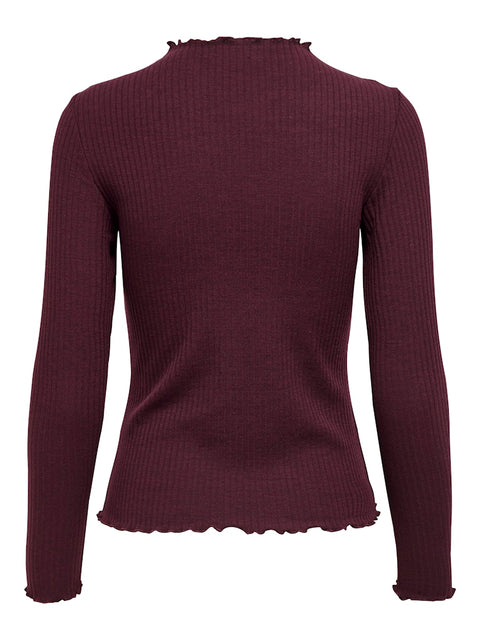 Only NOOS - 15180040 ONLEMMA L/S HIGH NECK - Madder Brown / top