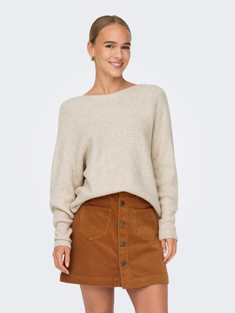 Only NOOS - 15168705 ONLDANIELLA L/S PULLO - Ecru/MELANGE / sweater