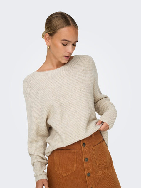 Only NOOS - 15168705 ONLDANIELLA L/S PULLO - Ecru/MELANGE / sweater