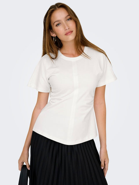 Only NOOS - 15365258 ONLMARIE S/S RUCHING - Cloud Dancer / top