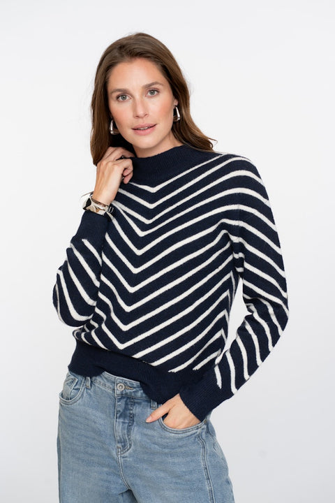 Geisha - Trui 54504-10 - 675 navy/offwhit