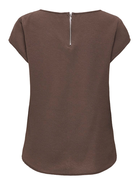Only NOOS - 15142784 ONLVIC S/S SOLID TOP - Chocolate Martin