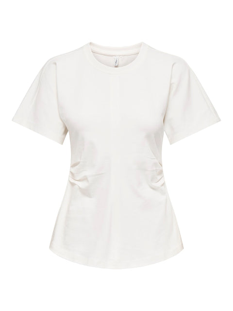 Only NOOS - 15365258 ONLMARIE S/S RUCHING - Cloud Dancer / top