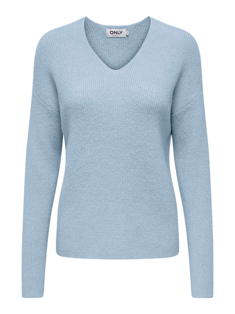 Only NOOS - 15204588 ONLCAMILLA V-NECK L/S - Cashmere Blue/ME / sweater