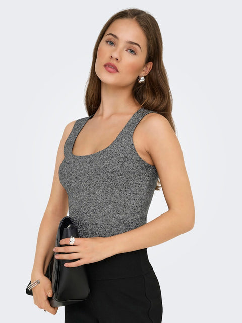 Only NOOS - 15356494 ONLEA GLITTER S/L 2-W - Black/Silver gli / top