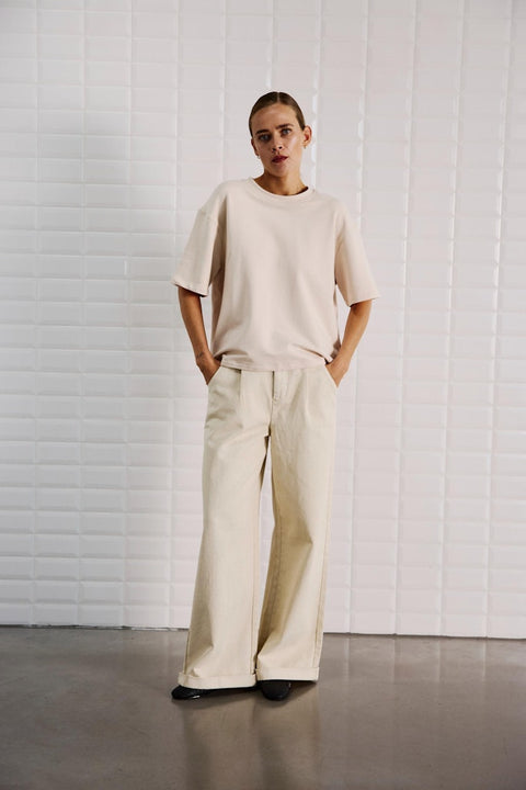 With Black - SLTINDRA SS TEE - birch birch / top