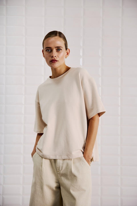 With Black - SLTINDRA SS TEE - birch birch / top