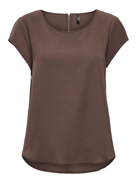 Only NOOS - 15142784 ONLVIC S/S SOLID TOP - Chocolate Martin
