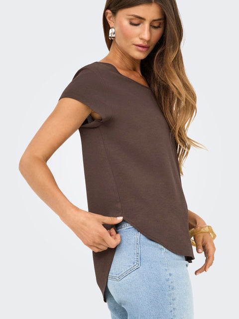 Only NOOS - 15142784 ONLVIC S/S SOLID TOP - Chocolate Martin