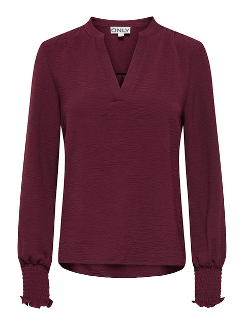 Only NOOS - 15284309 ONLMETTE V-NECK LS SM - Tawny Port / blousje