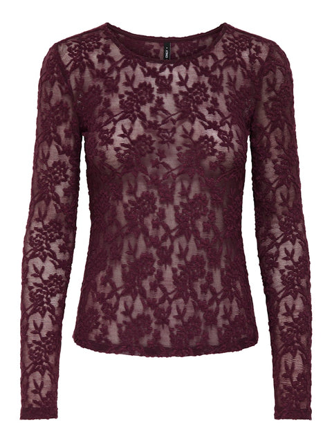 Only - 15356155 ONLBLAISE L/S TOP JRS - Mauve Wine