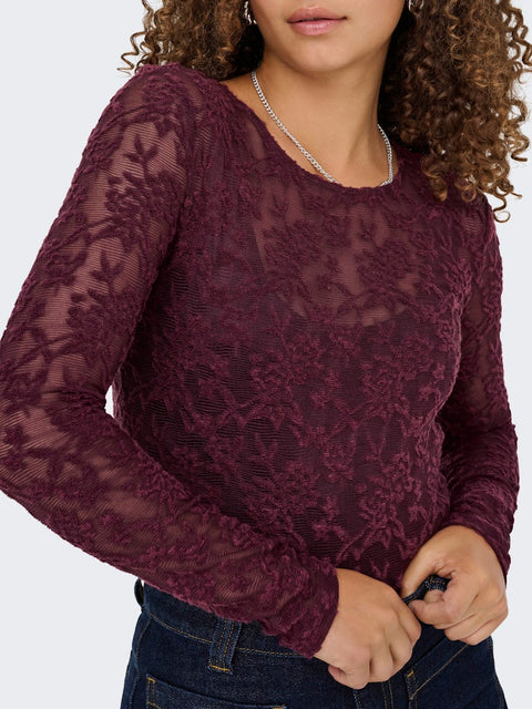 Only - 15356155 ONLBLAISE L/S TOP JRS - Mauve Wine