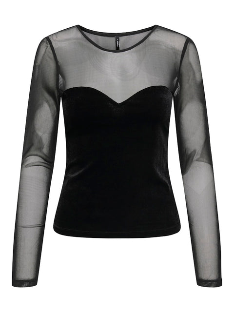 Only - 15360668 ONLSMOOTH L/S MESH MI - Black/Heart