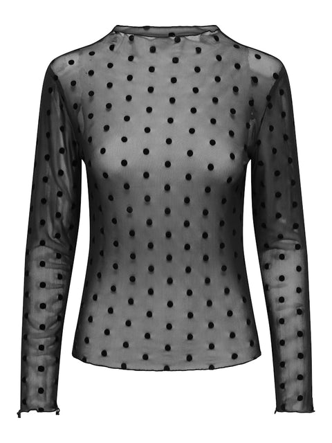 Only - 15358989 ONLJULIET L/S MOCKNEC - Black/Letti dot