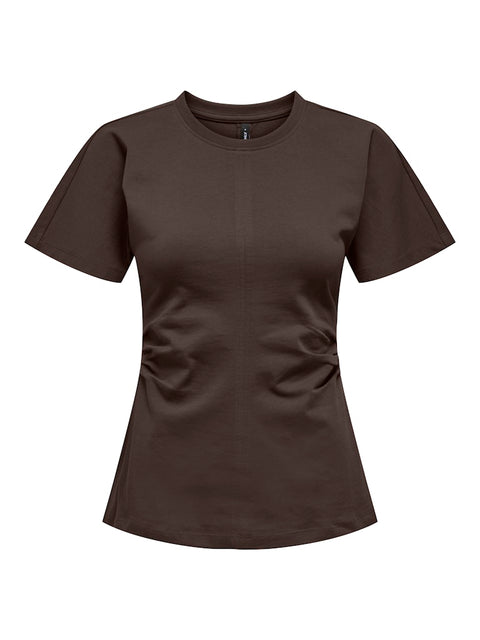Only NOOS - 15365258 ONLMARIE S/S RUCHING - Seal Brown / top