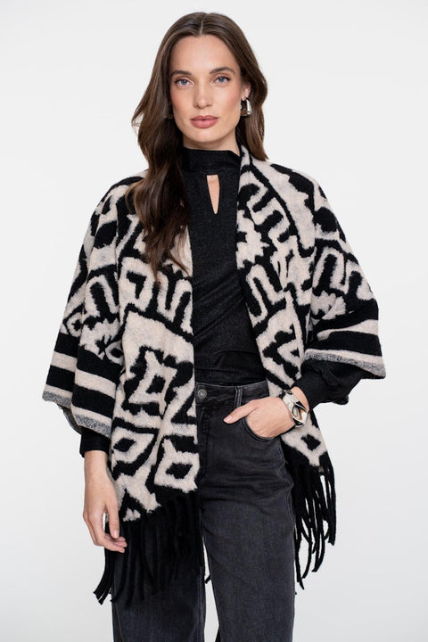Geisha - Poncho 55537-70 - 999 black/sand
