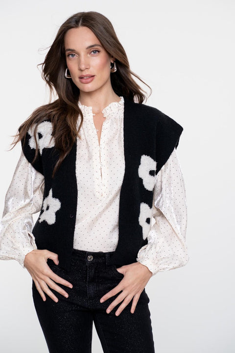 Geisha - Gilet/vest 54514-10 - 999 black/offwhi