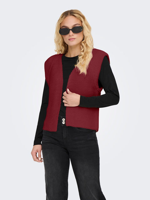Only - 15307880 ONLLOUI VEST EX KNT - Cabernet