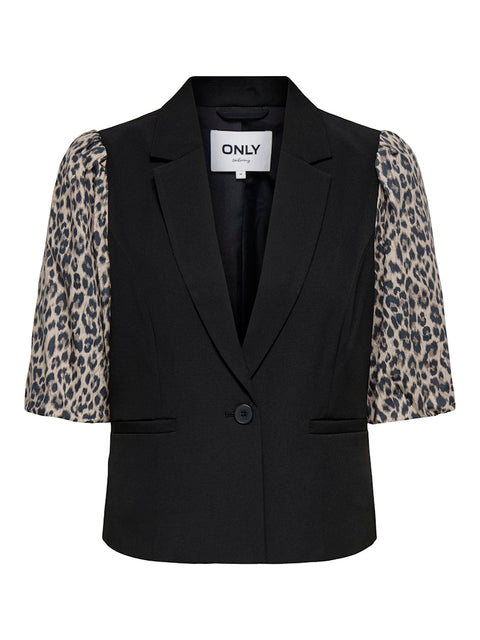 Only - 15363405 ONLMELLIE LIFE S/S MI - Black/LEO SLEEVS