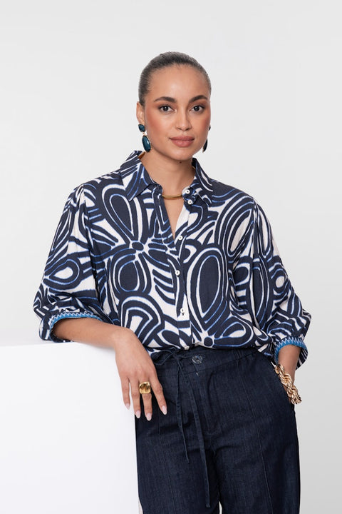 Geisha - 63250-20 - 718 ecru/navy / blouse