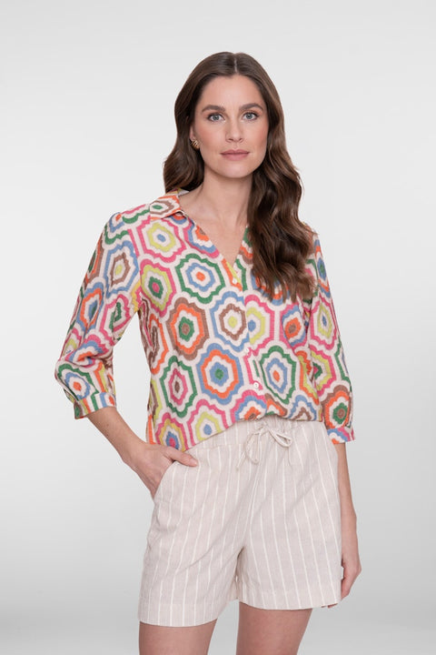 Geisha - 63280-20 - 718 ecru/tabacco /  blouse