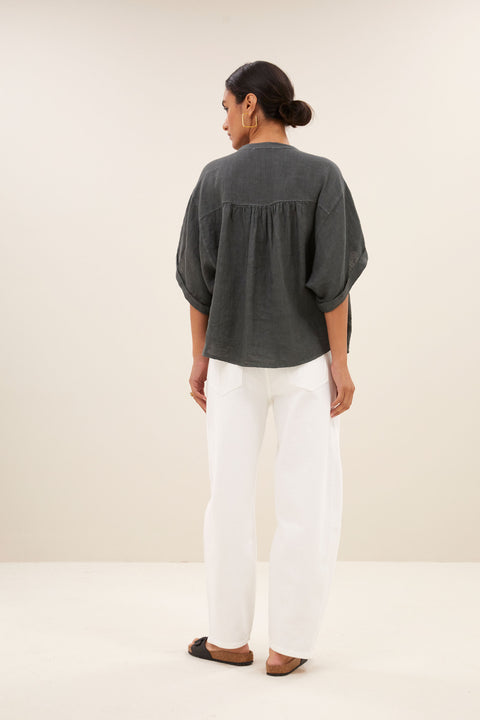 By Bar - Axel linen blouse 25112009 - 867 Charcoal