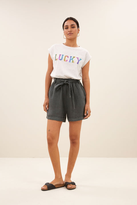 By Bar - June linen short 25118510 - 867 Charcoal