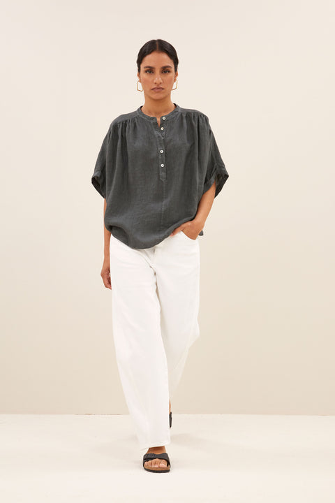 By Bar - Axel linen blouse 25112009 - 867 Charcoal