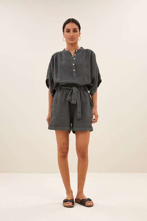 By Bar - June linen short 25118510 - 867 Charcoal