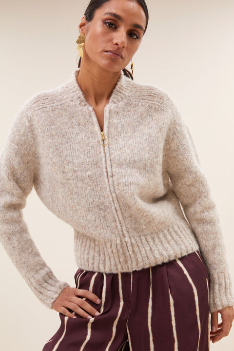 By Bar - Jonas zipp cardigan 25514007 - 883 Stone melee